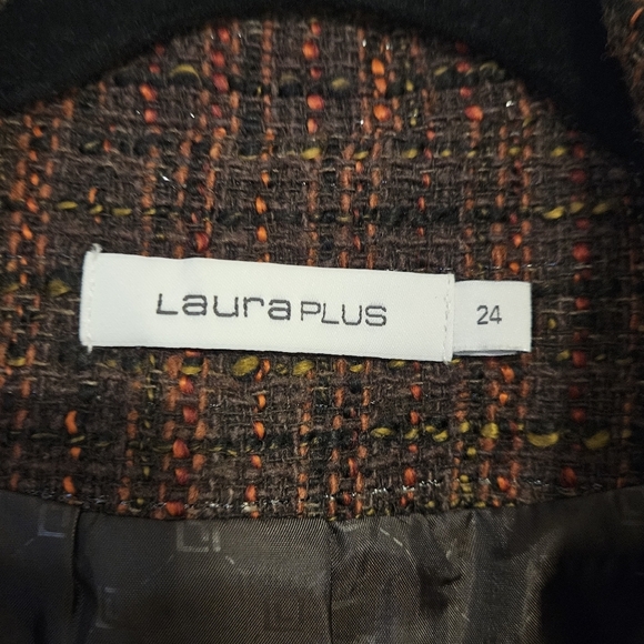 Womens plus size 2X blazer sz 24 brown pink long sleeve relaxed fit Tweed - Picture 3 of 5